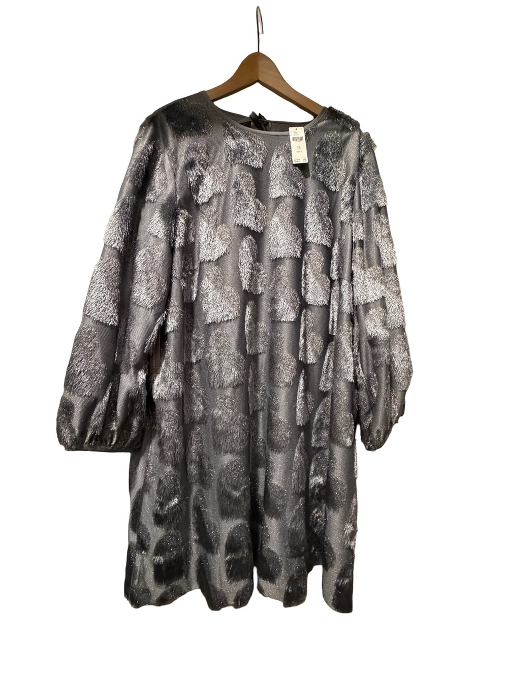 Hutch Silver Textured Bubble-Sleeve Long Dress